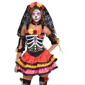 ADULT DAY OF THE DEAD SENORITA COSTUME- XL
